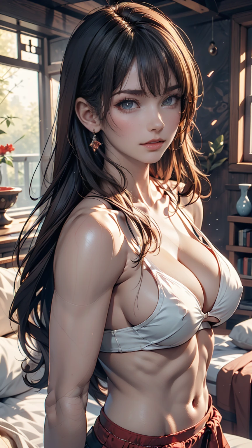 masterpiece, Highest quality, Official Art, Highly detailed CG Unity 8k wallpaper: 1.8) Browsing Caution, nude, chest, Areola,,, 24-year-old woman、Attractive Young Woman, (Beautiful Face:1.1), Detailed eyes, Seductive lips, (eye make up:1.2), (中くらいのchest:1.0), (Toned body:1.2), Sexy proportions、Narrow waist