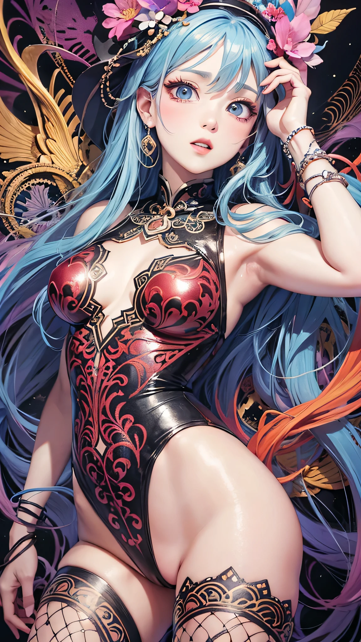 Official Art, unity 8k wallpaper, Super detailed, beautifully、aesthetic, masterpiece, Highest quality, Chinese style, (zenTangle, Mandala, Tangle, enTangle), Flower Ecstasy, One person, Very detailed, Dynamic Angle, Cowboy Shot, The most beautiful form of chaos, elegant, Brutalist design, Vibrant colors, Romanticism, James Jean, Robbie Dowie Anton, Ross Tran, Francis Bacon, It was freezing cold, Adrian's genius, Petra Cortright, Gerhard Richter, takato yamamoto, Ashley Wood, Atmospheric
