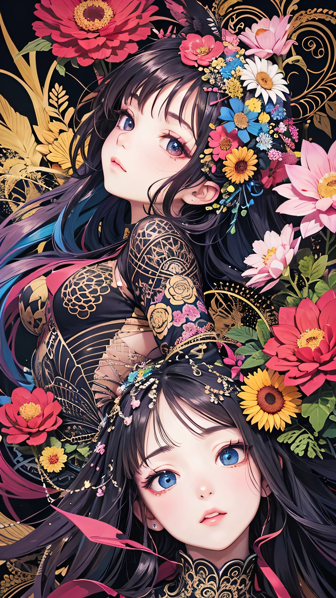 Official Art, unity 8k wallpaper, Super detailed, beautifully、aesthetic, masterpiece, Highest quality, Chinese style, (zenTangle, Mandala, Tangle, enTangle), Flower Ecstasy, One person, Very detailed, Dynamic Angle, Cowboy Shot, The most beautiful form of chaos, elegant, Brutalist design, Vibrant colors, Romanticism, James Jean, Robbie Dowie Anton, Ross Tran, Francis Bacon, It was freezing cold, Adrian's genius, Petra Cortright, Gerhard Richter, takato yamamoto, Ashley Wood, Atmospheric