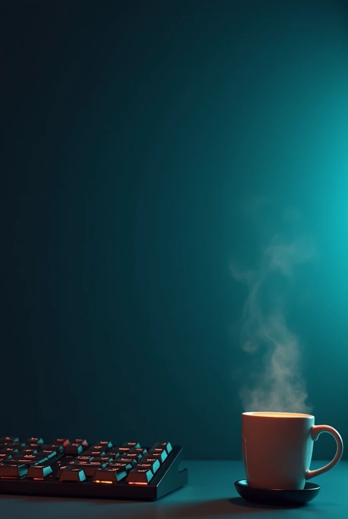 Create a 4:1 image for profile background with name Thanush on right side of the image and coffee mug and keyboard on the left side
Give me high quality image