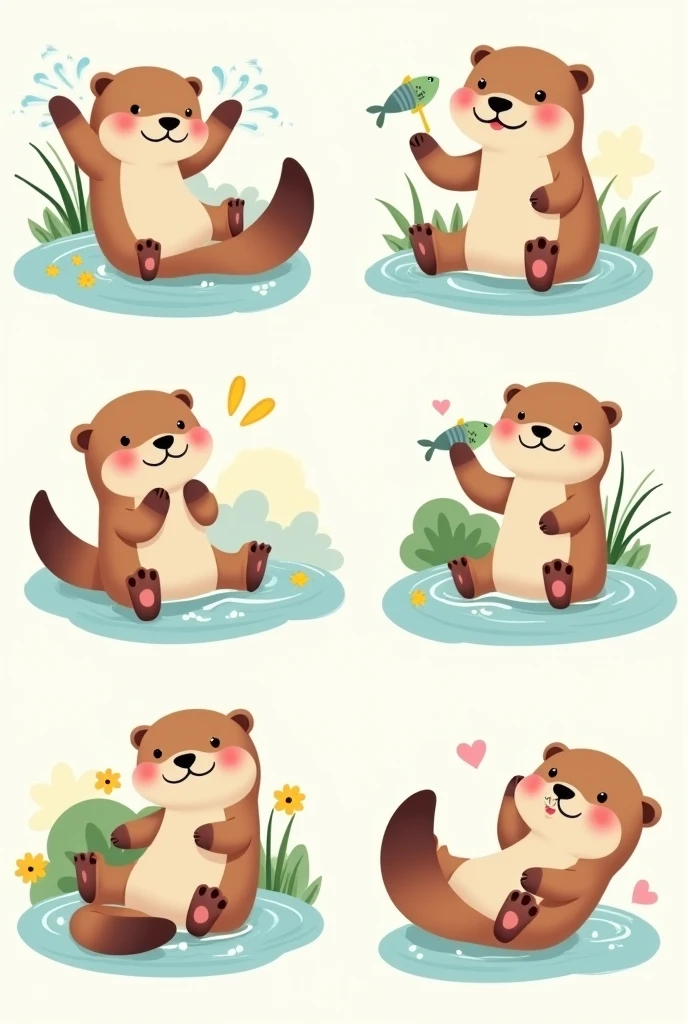 Asian small-clawed otter LINE stamps (6 pieces)