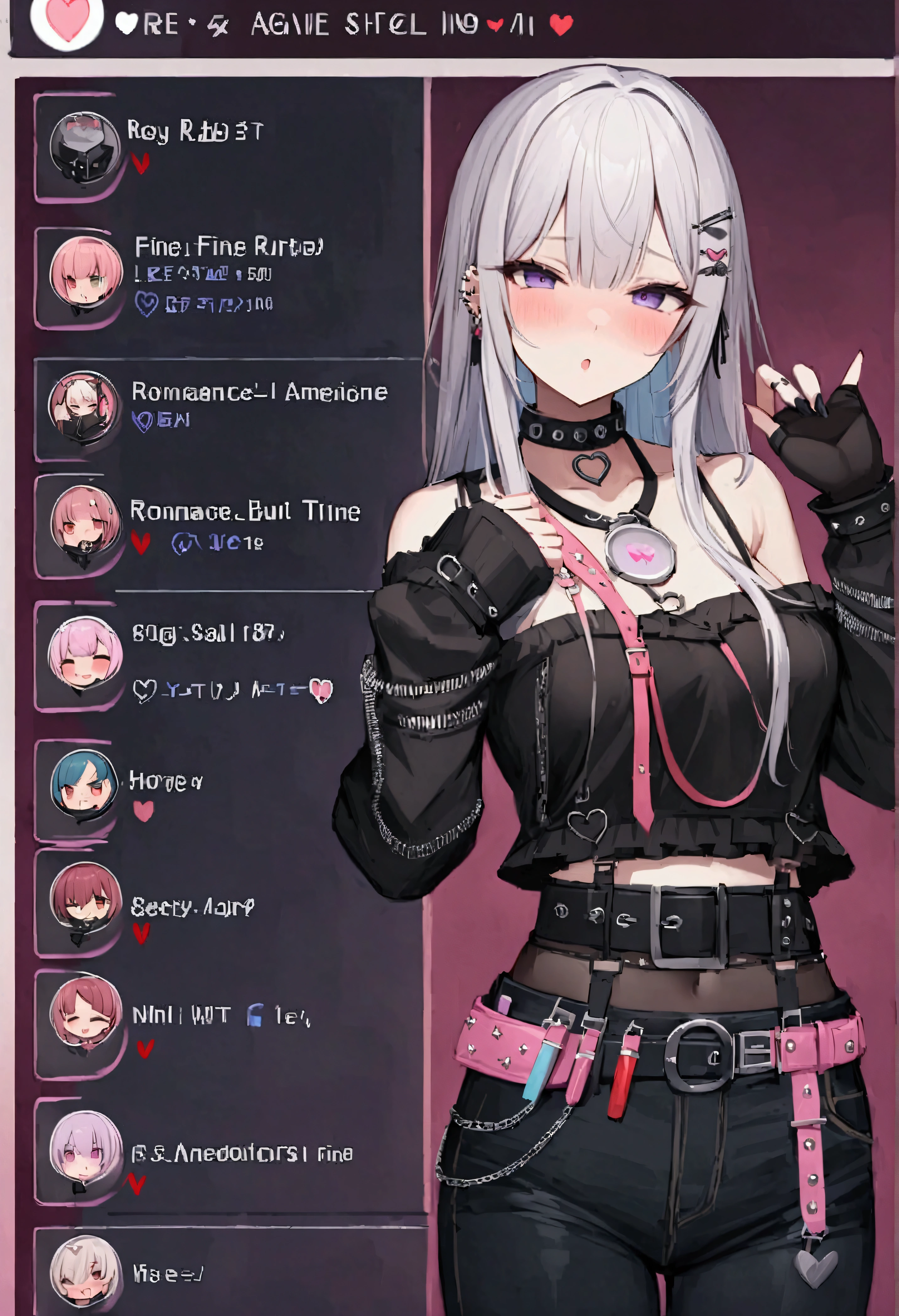 Masterpiece、Highest quality、Super detailed、Eroge、R-18、Romance simulation game、Command input、Scenario selection、Affection gauge、Support items、Punk Fashion、Gal、