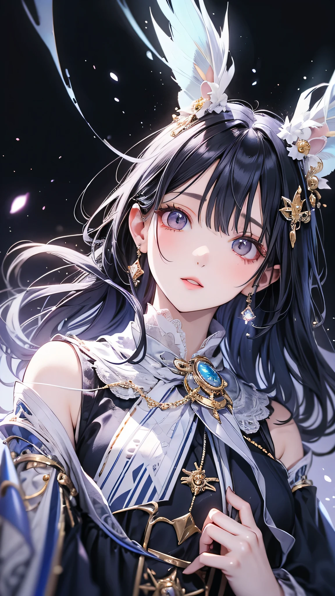Super detailed, masterpiece, 8k, The highest masterpiece, Realistic Shadows, wind, Slope, Volumetric lighting, cute, Ambient Lighting, colorful, Glowing particles, Beautiful fine details, one person, one person,  (Original Costume), Dungeon Background, Blue and pink magician costume, cape, magic, Fantasy