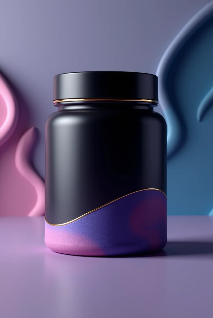 Create a jar for the encapsulated focus and memory product called HoldCore, with a more serious approach to colors. I will use black, a little gold, quite cyan, purple and pink, but in a way that conveys more seriousness.