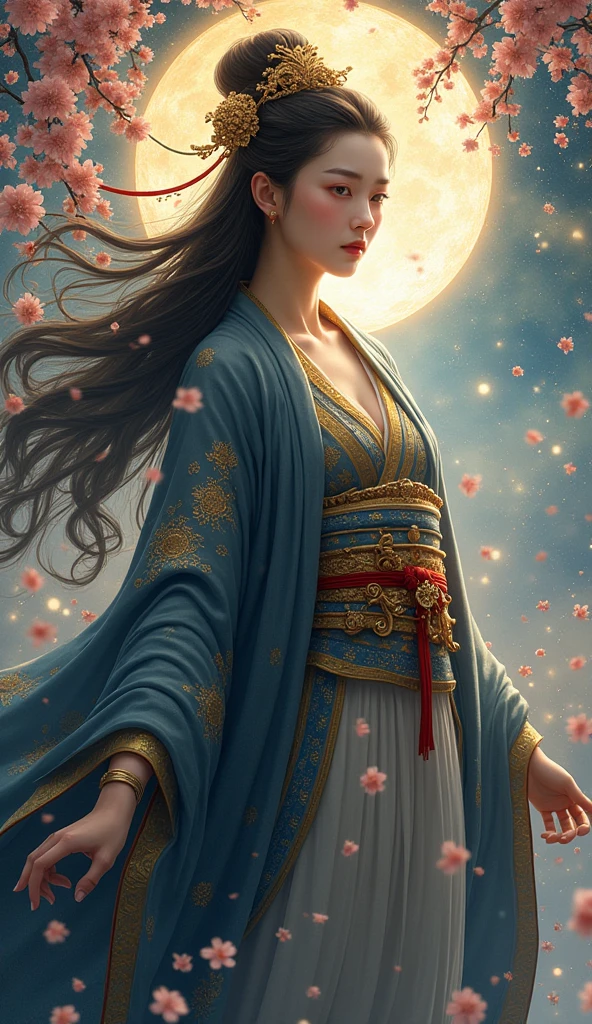 Divination Japanese Goddess Strong Goddess Upper Body Background is God々Shining beautifully Size 9：16 Vertical