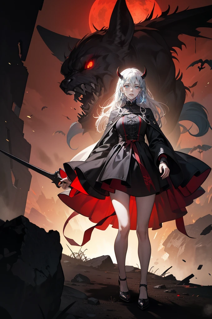 Photorealistic,(whole body, legs and 靴 visible: 1.2),.,disaster々new devil horns,(Highest quality,4K,High resolution,masterpiece:1.2),Very detailed,Realistic:1.37,Spooky altar background,Dark fantasy,Red color scheme,Ominous atmosphere,Eye-catching,Storytelling,anatomy,Anime Style,Concept Art,beautiful細部までこだわった顔と (((Red eyes ))),A terrifying ritual ,Satanic Ritual,Premature death,inappropriate behavior,クレイジーなsmile,Scythe Face,Girl Monster, beautiful, Delicate facial features, Sharp Eye, Sharp Fangs, pale skin, Thick chain, Dark Background, Cinema Lighting, Dramatic Shadows, Gothic style, Gloomy atmosphere, Dark fantasy, one person's, , Please open your mouth wide, Open your mouth and baring your teeth,Sharp teeth like a beast, Wide lips, very wide mouth, Vermilion cheeks, ,(Blood splatter:1.4),Scary smile, smile,Fallen angel design, Twisted smile、Bloody、bleeding from the head,,,,,、Blood splatter、,(Blood splatter:1.4),Crossbones, skull,Horror Style, ((Fantasy Fallen Angel Costume)), ((Flowing black hair)), ,(Blood splatter:1.4),Female curves, Sexy flat stomach, Perfect hands, Perfect anime face, ((White Teddy Dress)), Are standing, ((邪悪なsmile)), ,(Blood splatter:1.4), Steam circulates, Moonlight Illumination, night lighting, disaster々新new devil horns,,(Blood splatter:1.6),アニメFallen angel design, Twisted smile、Bloody、bleeding from the head,,,,,、Blood splatter、,(Blood splatter:1.4),Crossbones, skull,Gothic architecture、Western architecture、Fantasy World、,Victorian cities, Skeleton Gas Light,Absurd, High resolution、 ((Tabletop)), ((Highest quality)), (Very detailedな), ((Very detailed)), (beautiful), ((cute)), (NFSW:1.8), alone,(:1.6)、(world'The most terrifying and creepy demon girl:1.5)beautiful face、whole bodyエズビアン、pale, beautiful肌、beautiful黒の髪、Smiling Kindly、Dark building ruins、(snow white'Frill dress:1.3)、(The dark ruins are stained with blood:1.3)、ローアングルwhole bodyショット、(少女は血の海の中にAre standing:1.5)、(The ground is full of blood:1.3)、(The girl lost a lot of blood....:1.3)、)、(クレイジーなsmile:1.6)、Spirits、(Blood dripping from the mouth:1.3)