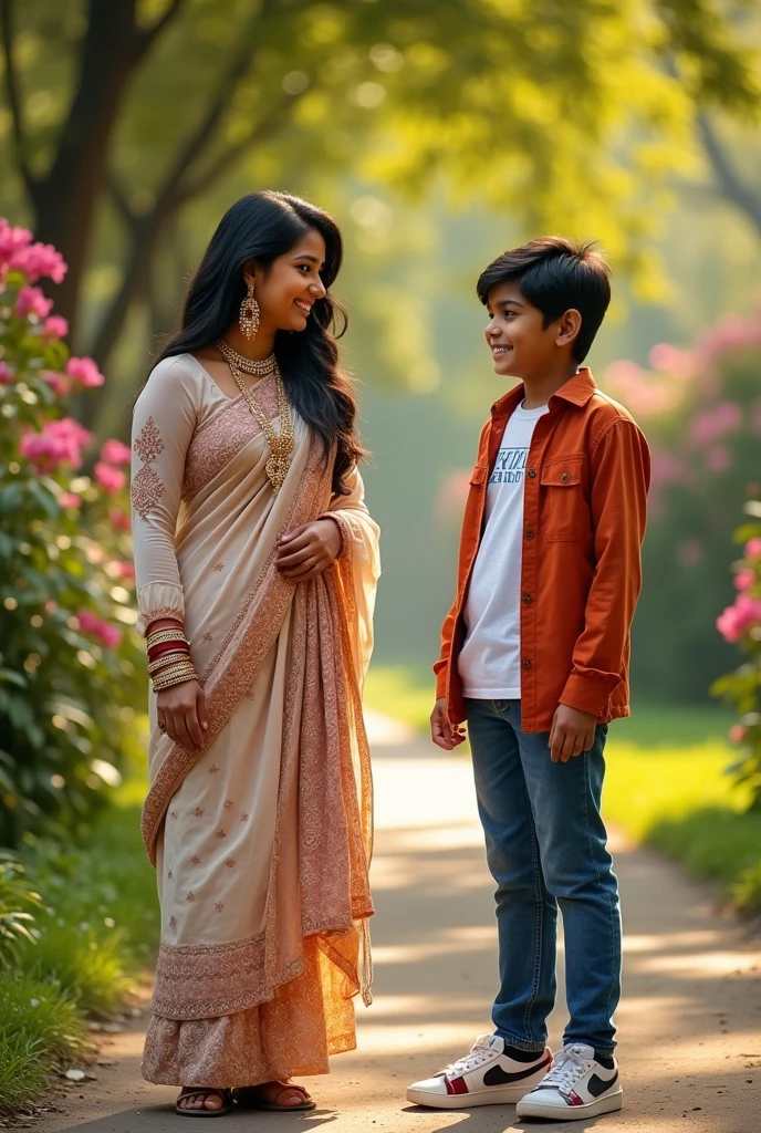 Indian actor mrunal thakur with boy