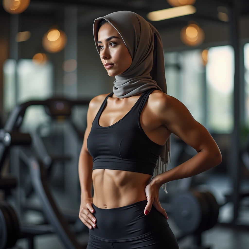 Weight loss muslim woman gym