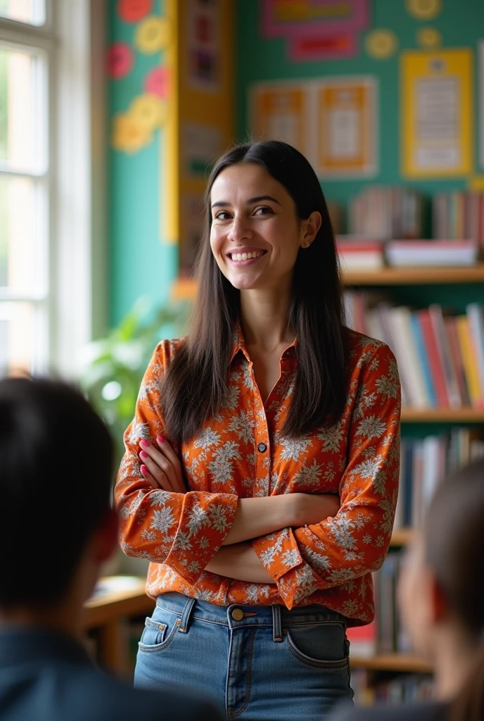 A slim, short, smiling Portuguese woman professor with dark, straight hair
