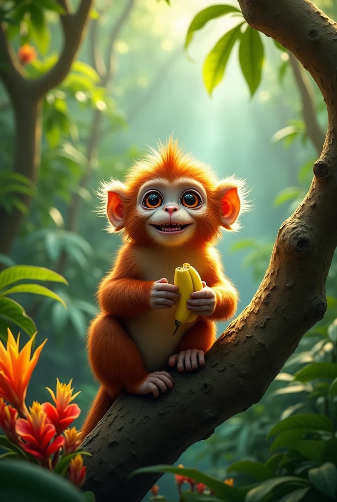 monkey eating banana 