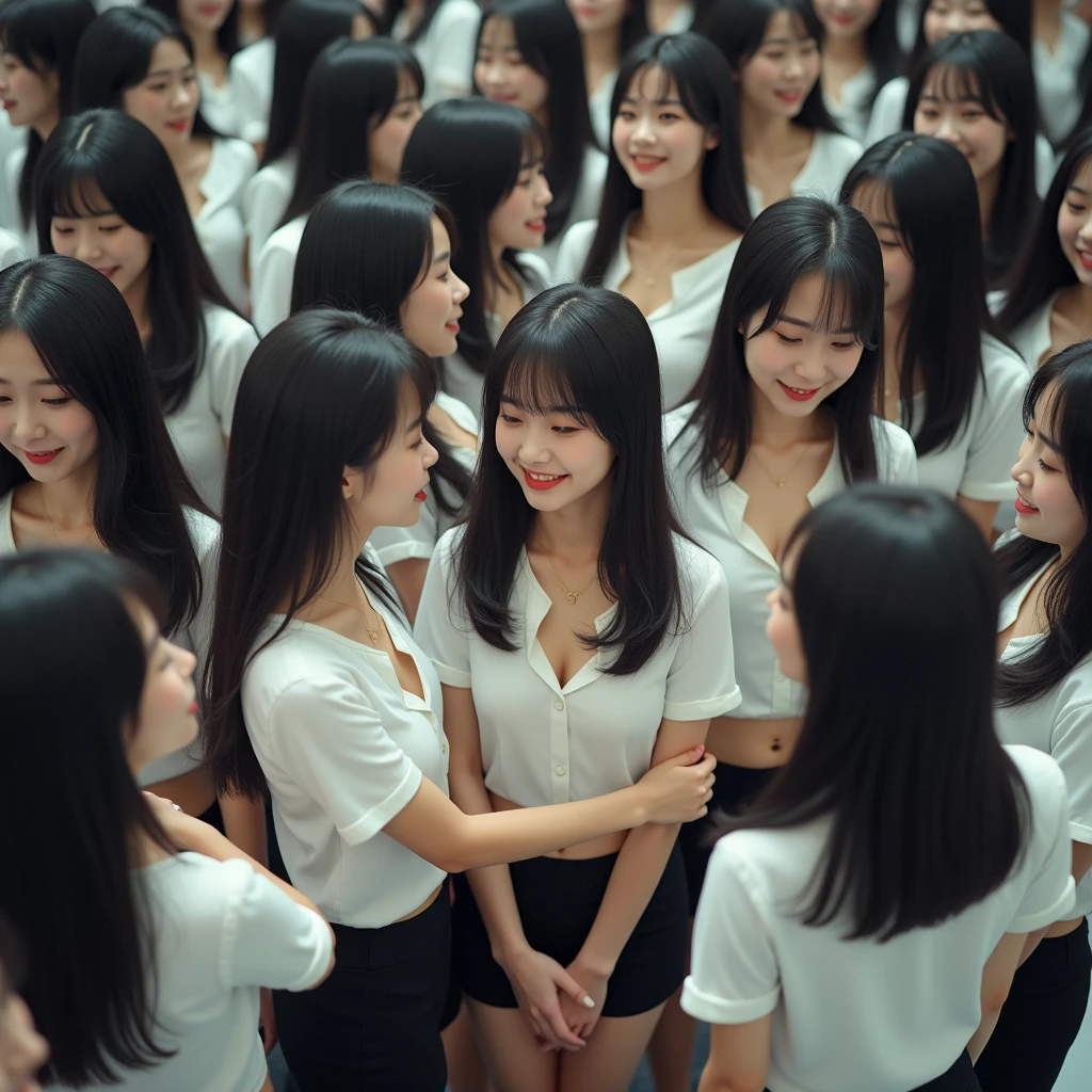 [Japanese Clone girls=Myself], (Perfect Clone girls Raw Photography Art), (16K, Highest quality, Ultra-high resolution, Unrealistic, Unprecedented sight, A world of cloned girls multiplying, Ultra-realistic), (Japanese, woman, 26-year-old), (((((Small face, (((((Thick black hair, Semi-long hair)))))))))), ((Very beautiful detailed girls, Accurate body structure, Very detailed body, (((((Big Tits, J-Cup))))), (((White shirt, I can see the cleavage, Black Mini Skirt))), ((Dark Eyes, Mature face, Cute Smile, A gentle gaze)), (((((Happy laughter))))), (((((Very detailed, 1girl-1,000,000cloning))))), (((((A very detailed and precise description of the doppelganger, Perfectly the same girl, The exact same smile, Perfect same hair, Perfect same clothes, Exactly the same height, Perfect same J-cup))))), (((((clone girls only))))), ((Filling the Earth 1,000,000,000,000,000,000,000,000,000,000,000,000,000人のclone girls, Super dense, Focus on the middle of the group, I&#39;m happy to be surrounded by countless versions of myself, I want to drown in love with countless versions of myself., I want to be drowned in love with countless versions of myself around me., Holding hands, hug, hug, kiss, Touching breasts)), ((The sight of the ultimate super-crowded, 異常なSuper dense, Countless clone girls packed together tightly)), ((Bright and soft light)), ((((((((Very detailed and clear hyper-perspective drawing)))))))), (((Subject depth zero)))