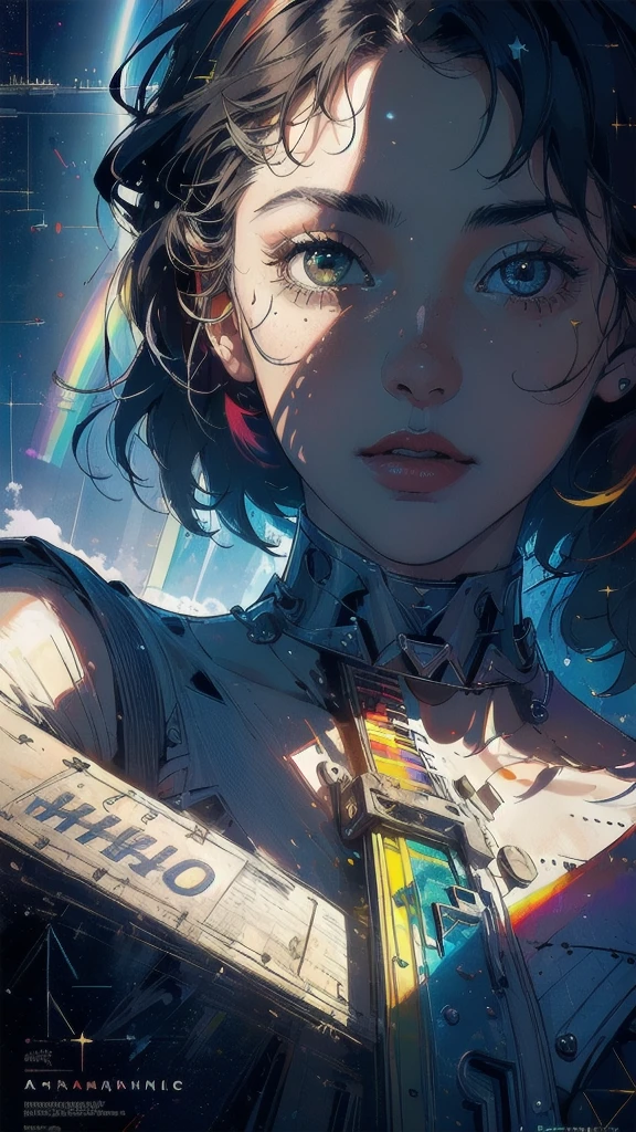 (((masterpiece, highest quality))),(((solo:1.2))),(((1girl:1.2))),32k wallpaper, very detailed, poster, vintage science fiction,(((((geometric cinematic movie poster))))), ((((bauhaus)))),(((abstract))),((((mid century modern)))),(((((portfolio))))),(((((Close-up))))),(((((bust up))))),((((more various angle)))),(((highlight))),((((heterochromia)))),(((complete. detailed face))),(((Extremely talented))),(((most complecated machine))),(((Overall colorfully))),((((((Absolutely Fantastic background)))))),(((amazing huge rainbow))),(((spectrum)))