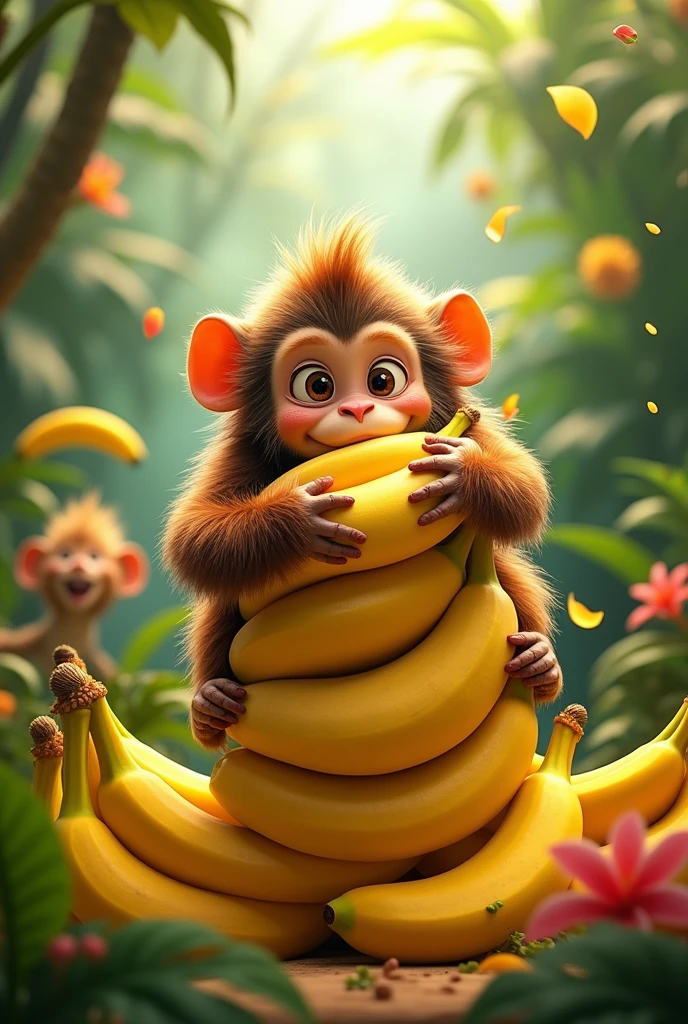 Monkey eating a million bananas
