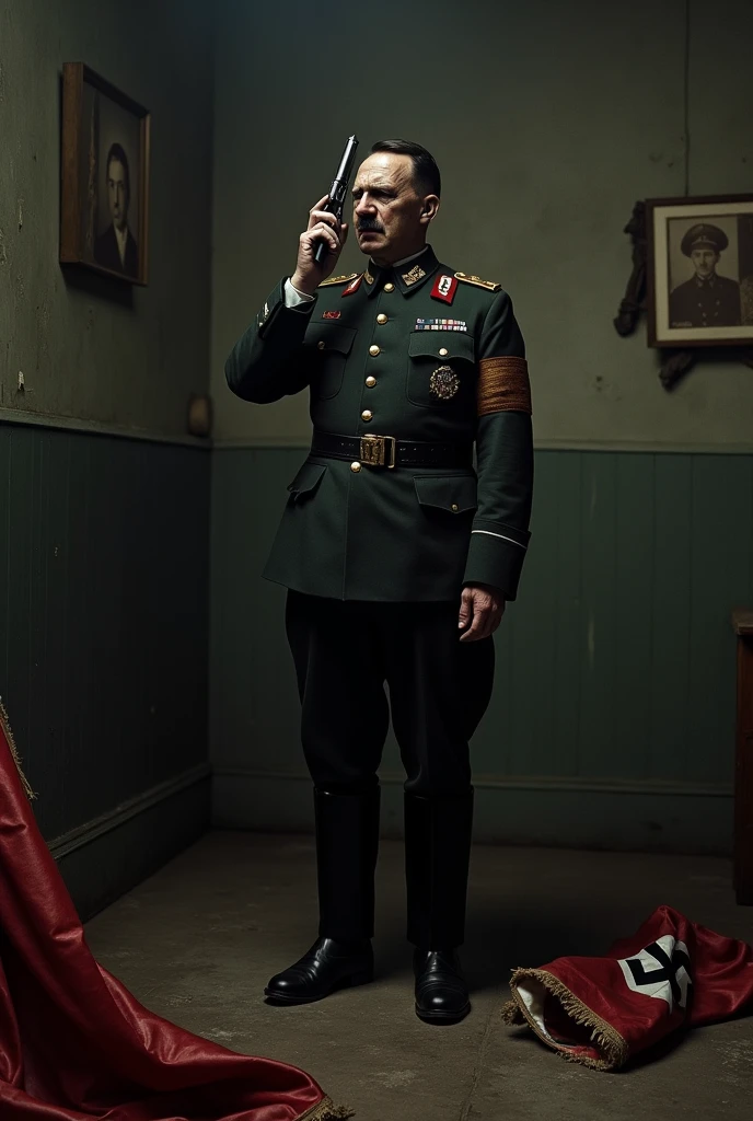 Create a 34-year-old Nazi officer in uniform with a mechanical gauntlet on his hand and a cruel expression.