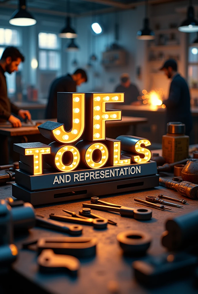 Advertisement with the name JF TOOLS AND REPRESENTATION in Portuguese 