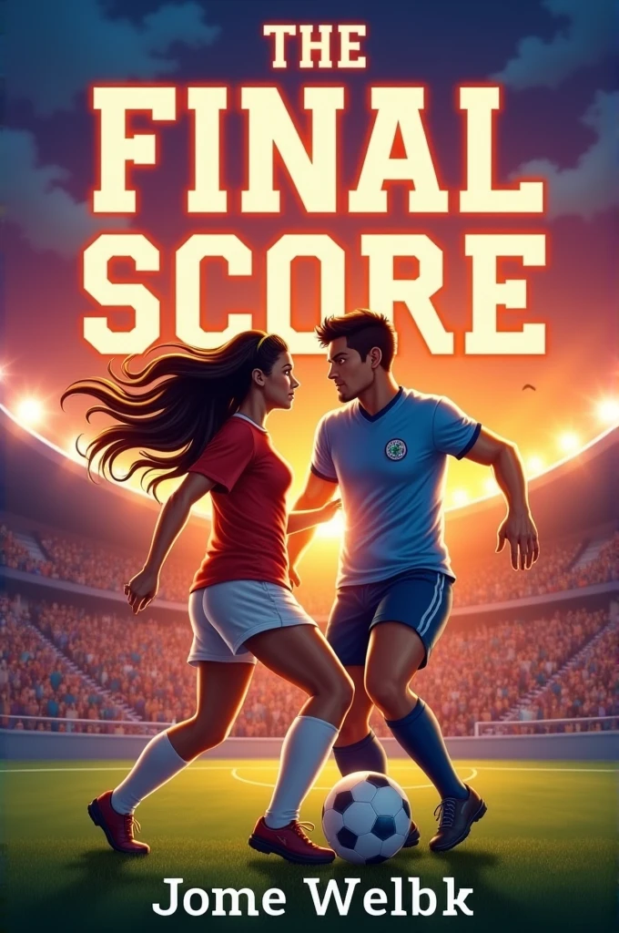 Create book cover for the final score.its about soccer and love story