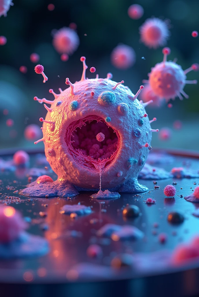 Bacterial cell damage by antibiotic 
