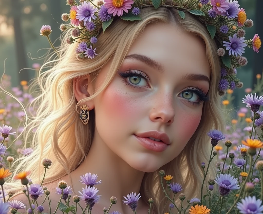 a garden covered in flowers with soft light.

Generated Prompt：
(nude female sexy),23-year-old girl,naked woman,bodypaint,beautiful detailed eyes,beautiful detailed lips,extremely detailed eyes and face,longeyelashes,medium:oil painting,flower garden,soft lighting,vivid colors,realistic,photorealistic:1.37,(best quality,4k,8k,highres,masterpiece:1.2),ultra-detailed,professional,bokeh