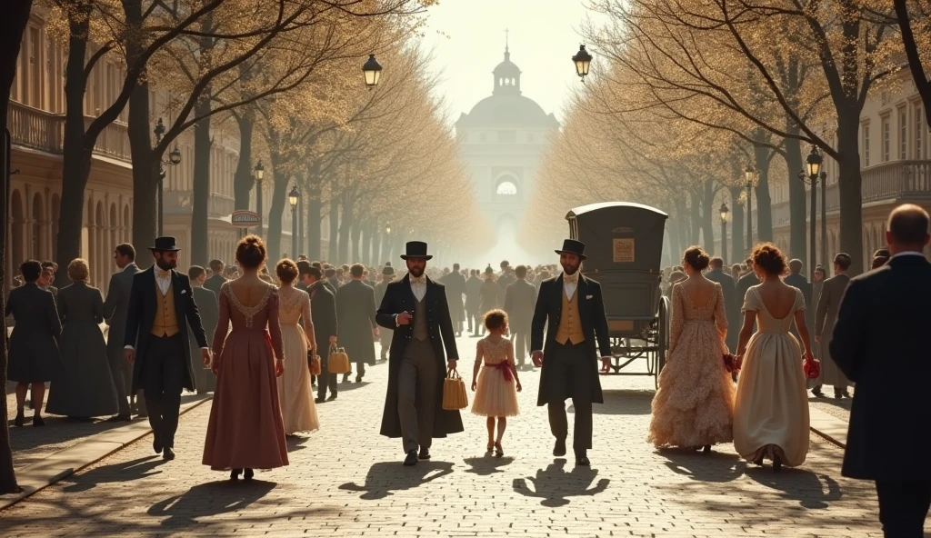 people on the street, austria 1889