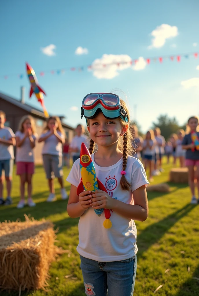 School's First Rocket Show in outdoor drawing at a rural school