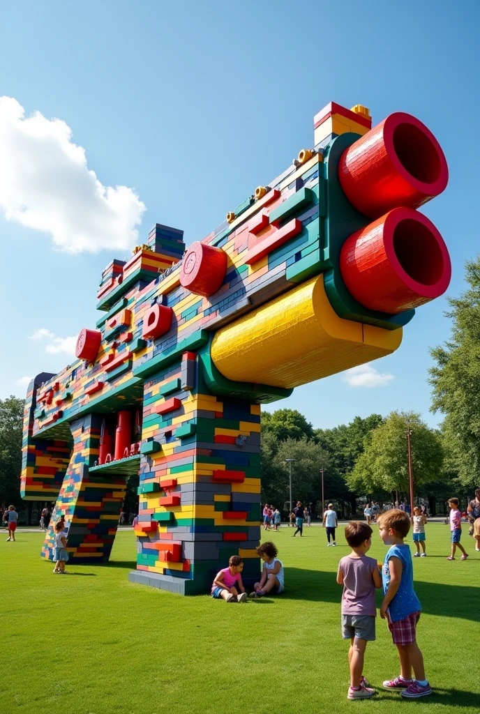 a gun building by lego lego large particles blocks