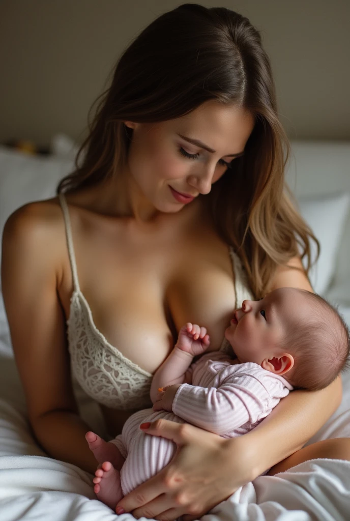 Make a girl with big boobs and sowing her tits and she breastfeeding her bf