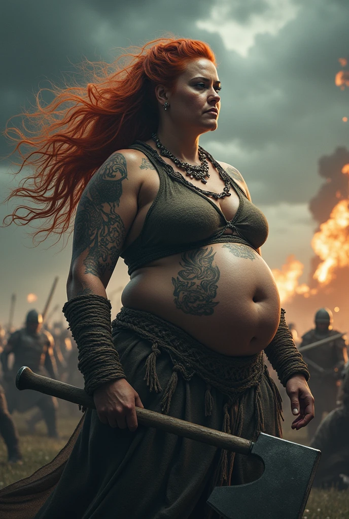 Very huge big belly viking muscular woman  nude battle 