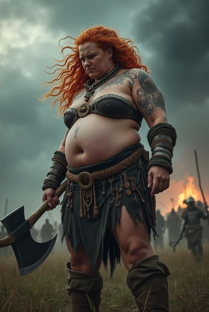 Very huge big belly viking muscular woman  nude battle 