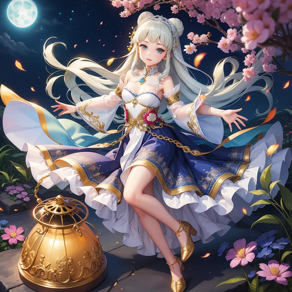 最high quality、high quality、、Brightly embroidered folk costumes from Central Asia and the Caspian Sea region、Bride Girl、Moonlight meadow、moonlight、Long dress