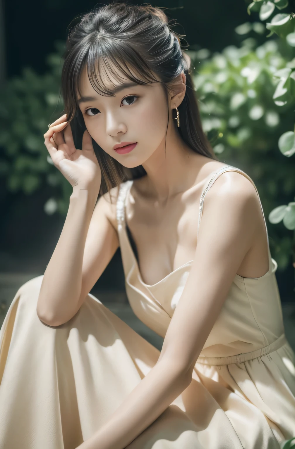 ((Highest quality、in 8K、masterpiece:1.3))、Messy Hairstyle、Beautiful clavicle、Ankle bracelet