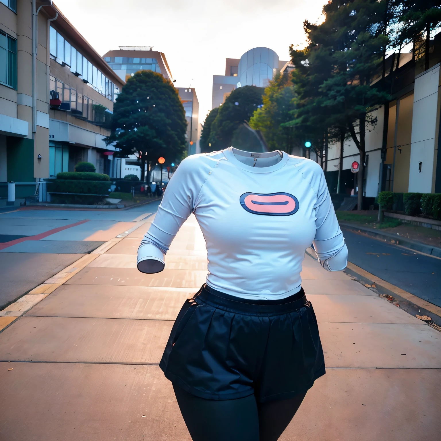 black leggings and yellow culottes, long sleeve t-shirt, (pokemon Rosa), (invisible:1.5, no humans:1.5, headless:1.5, faceless:1.5), (cute big breasts), (8k, RAW photo, best quality, masterpiece:1.2), (realistic, photo-realistic:1.37), photon mapping, radiosity, ((Hasselblad photography)), physically-based rendering