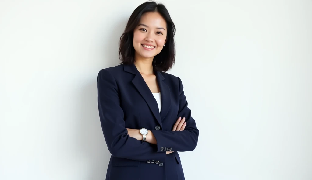 Realistic photo of a businesswoman on a white background