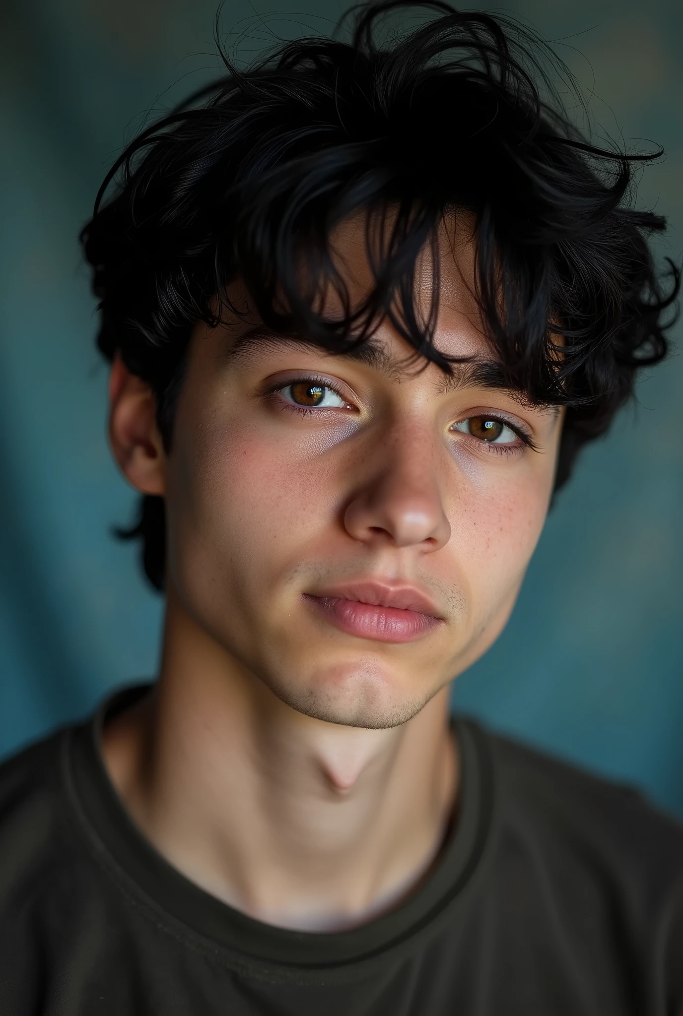 Close-up of a guy, height 170,black hair, Brown eyes,