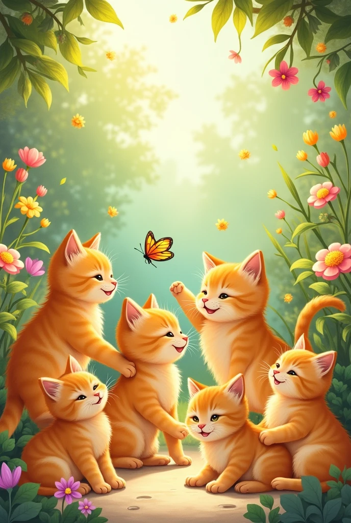 Little golden cats group 
