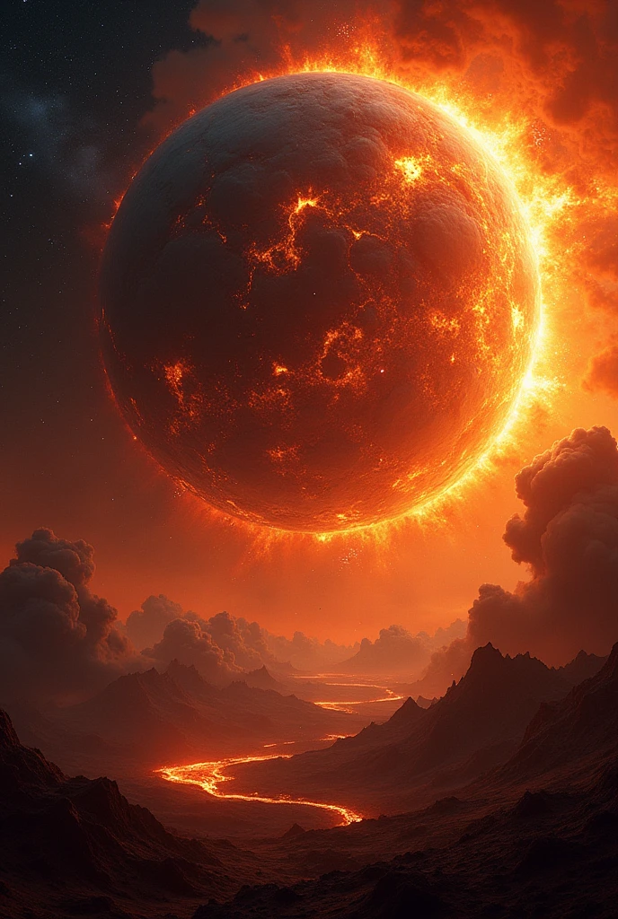 Huge burning  earth