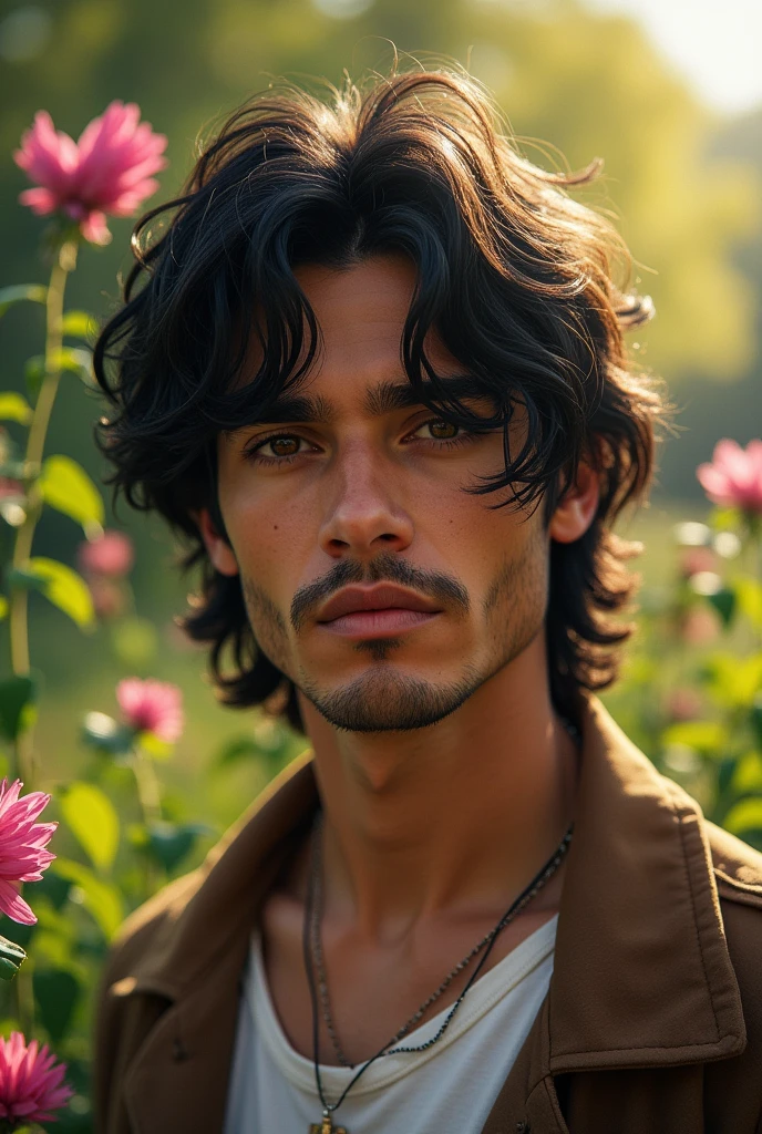 1male people, masutepiece, A hyper-realistic, Park background, Carlos Oliveira, Portrait, Black shaggy hair

INFO