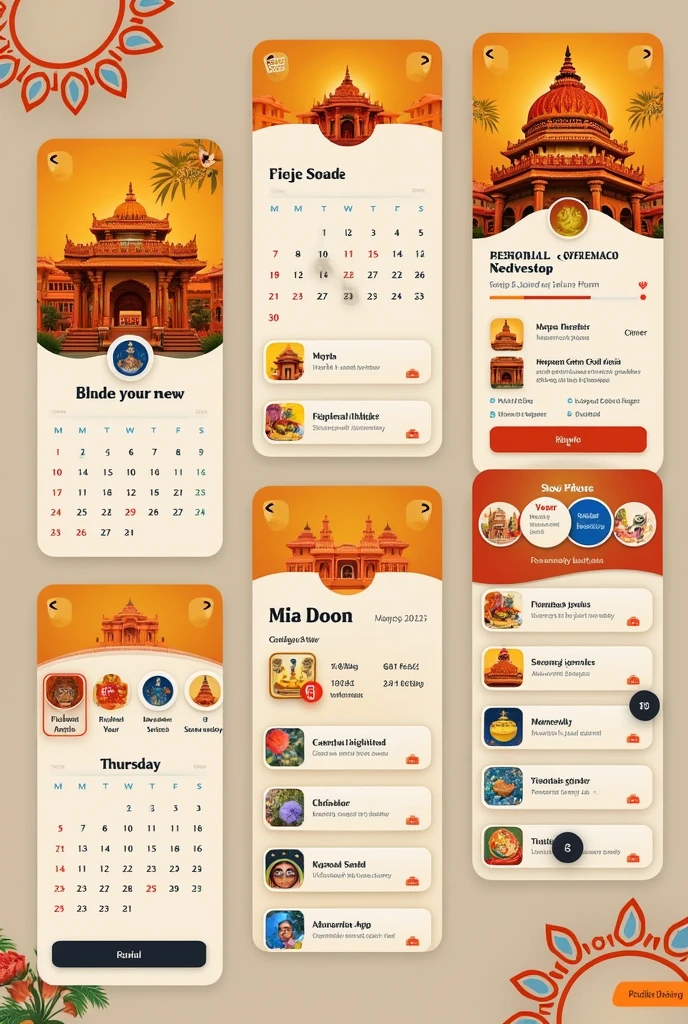 Create telugu calendar app screens using below link or reference https://play.google.com/store/apps/dev?id=6743112577217741255