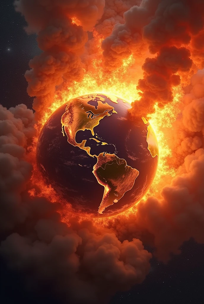 Huge burning  earth gas