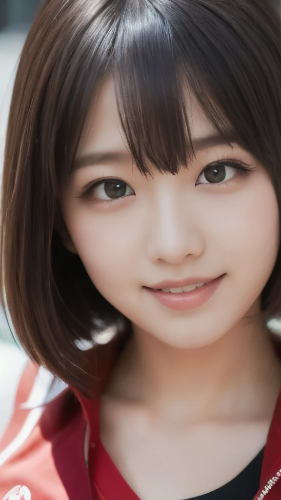 8k,Highest quality,(masterpiece:1.2),(Realistic),(Realistic:1.37),Ultra-high resolution,1 female college student,city,smile,Beautiful Eyes,(((Sportswear))),Perfect body,Perfect Fingers,Professional Lighting,gravure,Detailed face and skin texture,fine grain,RAW Photos