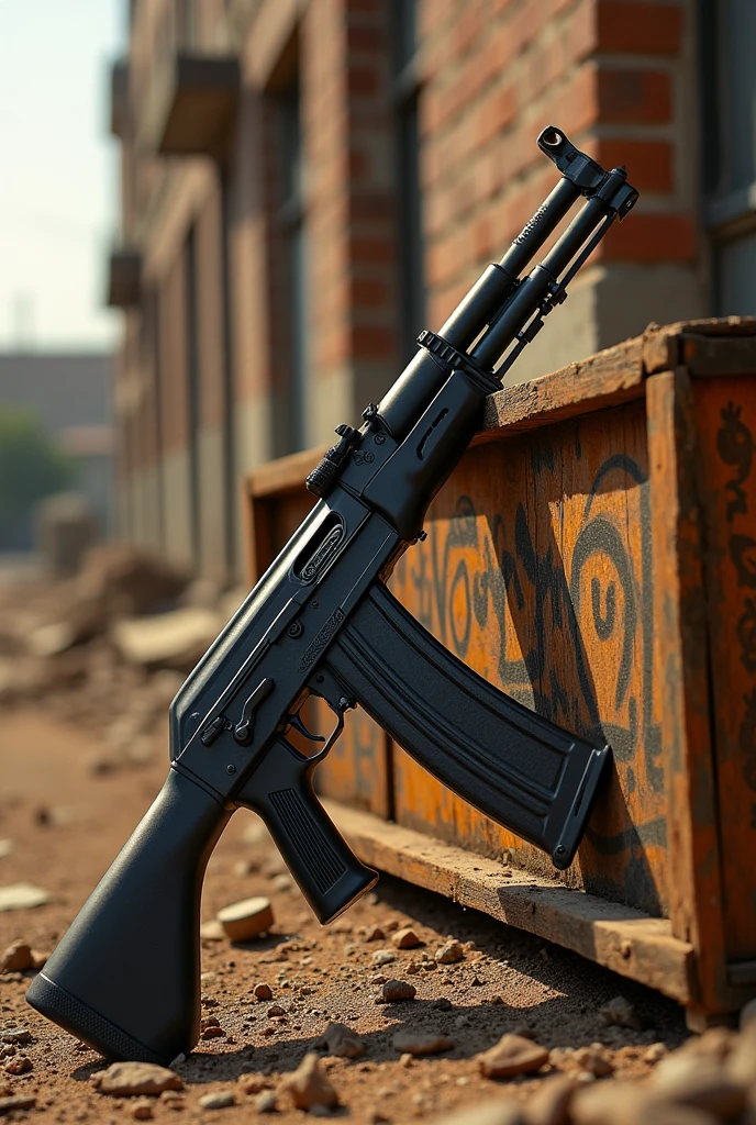 A Kalashnikov rifle inscribed with 'Abd al-Wāsiʿ.
