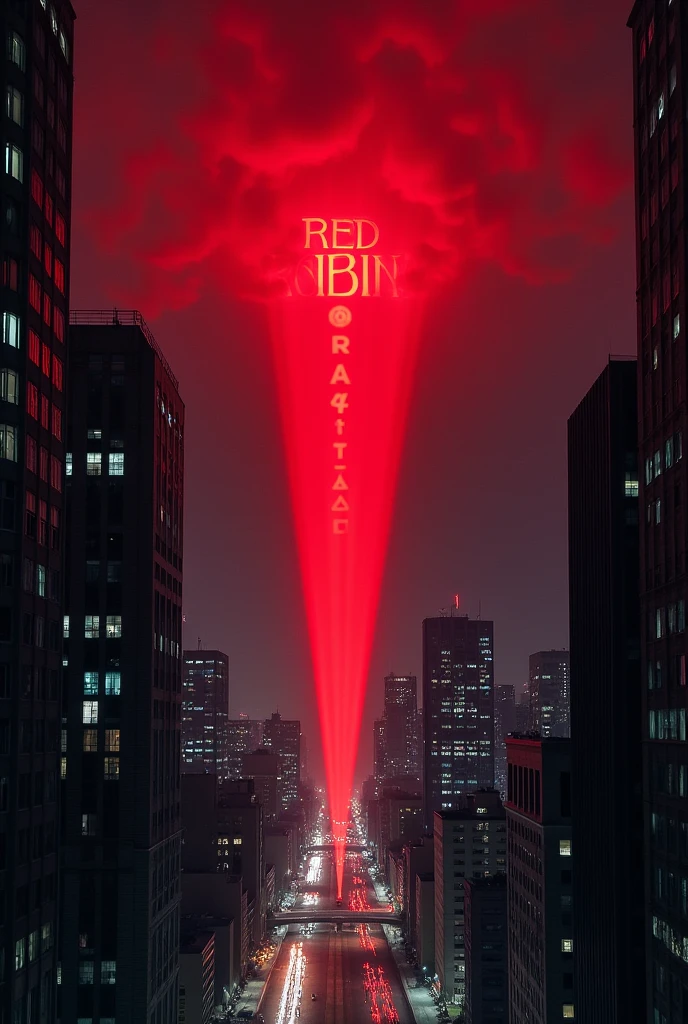 The bat signal but it should be red and it shouldn't be a bat but it should say red robin