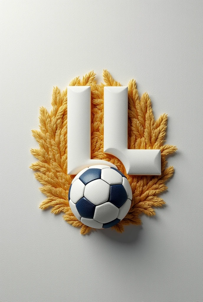 WHITE - GOLD COLORS AS IF EMBROIDERED ON A FABRIC, MODERN & MINIMALIST "LALIGA" VEYA "LL" A WRITTEN PROFILE PICTURE FOOTBALL DETAIL BE A BALL