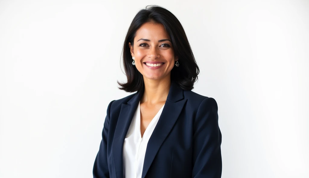 realistic photo of a emplovee woman on a white background