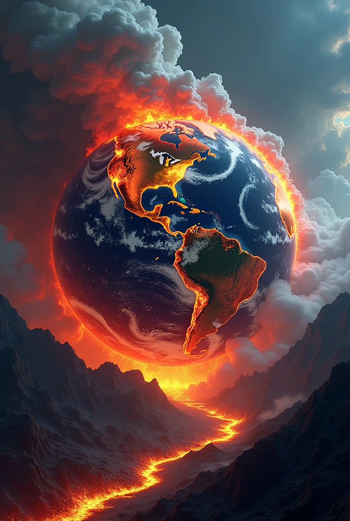 Huge earth  in flames