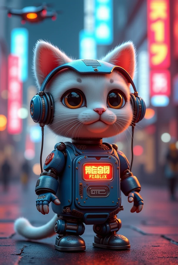 Fusion of a cat and a post box、futuristic device、robot、cute、cool、high resolution、Real
