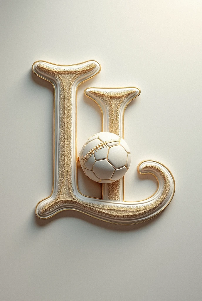 WHITE - GOLD COLORS AS IF EMBROIDERED ON A FABRIC, MODERN & MINIMALIST "LALIGA" VEYA "LL" A WRITTEN PROFILE PICTURE FOOTBALL DETAIL BE A BALL