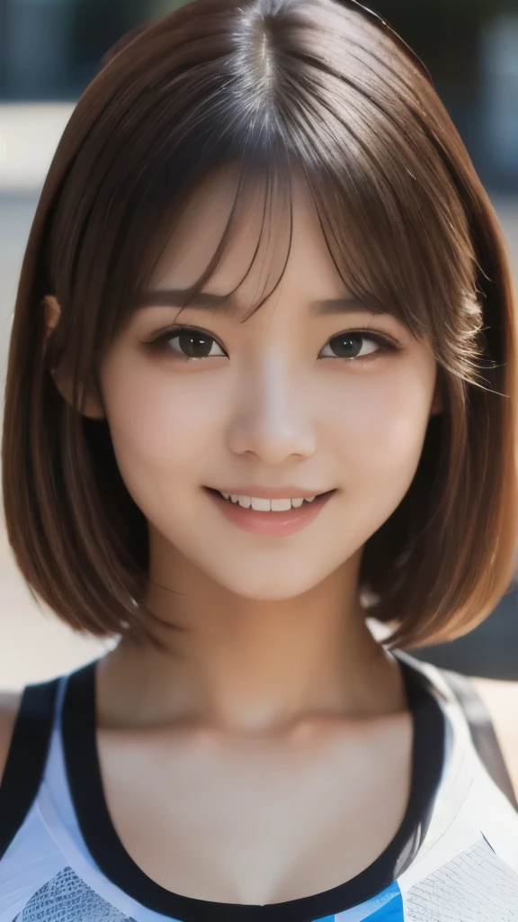 8k,Highest quality,(masterpiece:1.2),(Realistic),(Realistic:1.37),Ultra-high resolution,1 female college student,city,smile,Beautiful Eyes,(((Sportswear))),Perfect body,Perfect Fingers,Professional Lighting,gravure,Detailed face and skin texture,fine grain,RAW Photos