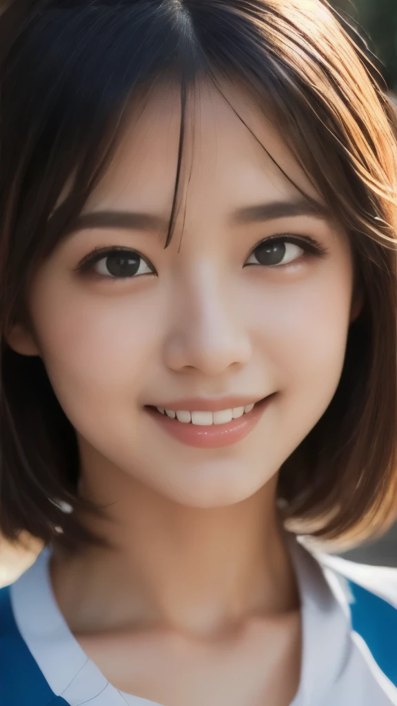 8k,Highest quality,(masterpiece:1.2),(Realistic),(Realistic:1.37),Ultra-high resolution,1 female college student,city,smile,Beautiful Eyes,(((Sportswear))),Perfect body,Perfect Fingers,Professional Lighting,gravure,Detailed face and skin texture,fine grain,RAW Photos