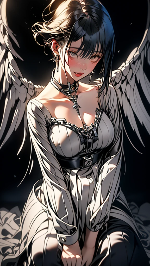 ((upscale unrealistic 4k photograph)),((hyper realistic illustration)),woman,detailed sitting,((VFX)),high quality,((uhd quality)),higly detailed face,((Wlop)),slim waist,pants,breast,((Raw optimization)),nightgown,sweet affection,high definition graphics,,cyan eyes,((nikkon photo)),lush details,minute details,((stunning composition)) octane render