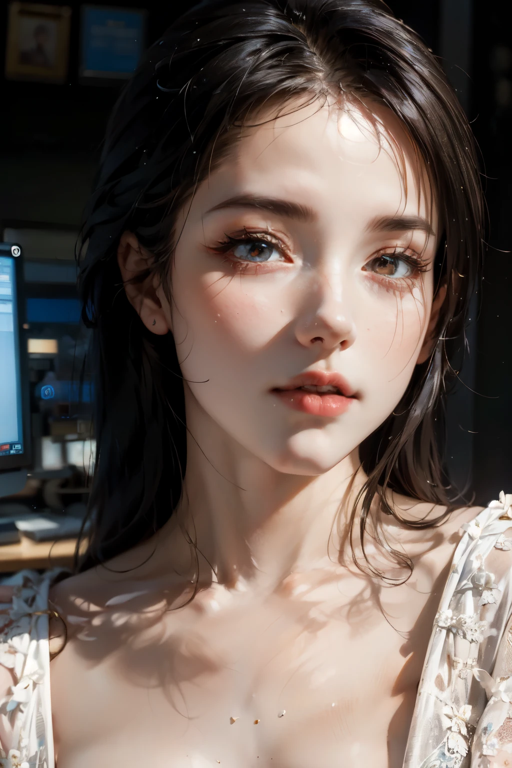 white shirt,1 woman,best quality,masterpiece,illustration,very delicate and beautiful,CG,unity,8K wallpapers,amazing,in detail,masterpiece,official art,very detailed CG unity 8K wallpapers,incredibly absurd,huge file size,very detailed,mackerel,very detailed,beautiful detailed girl,light particles,realistic,x-ray,soft light,full frontal, 